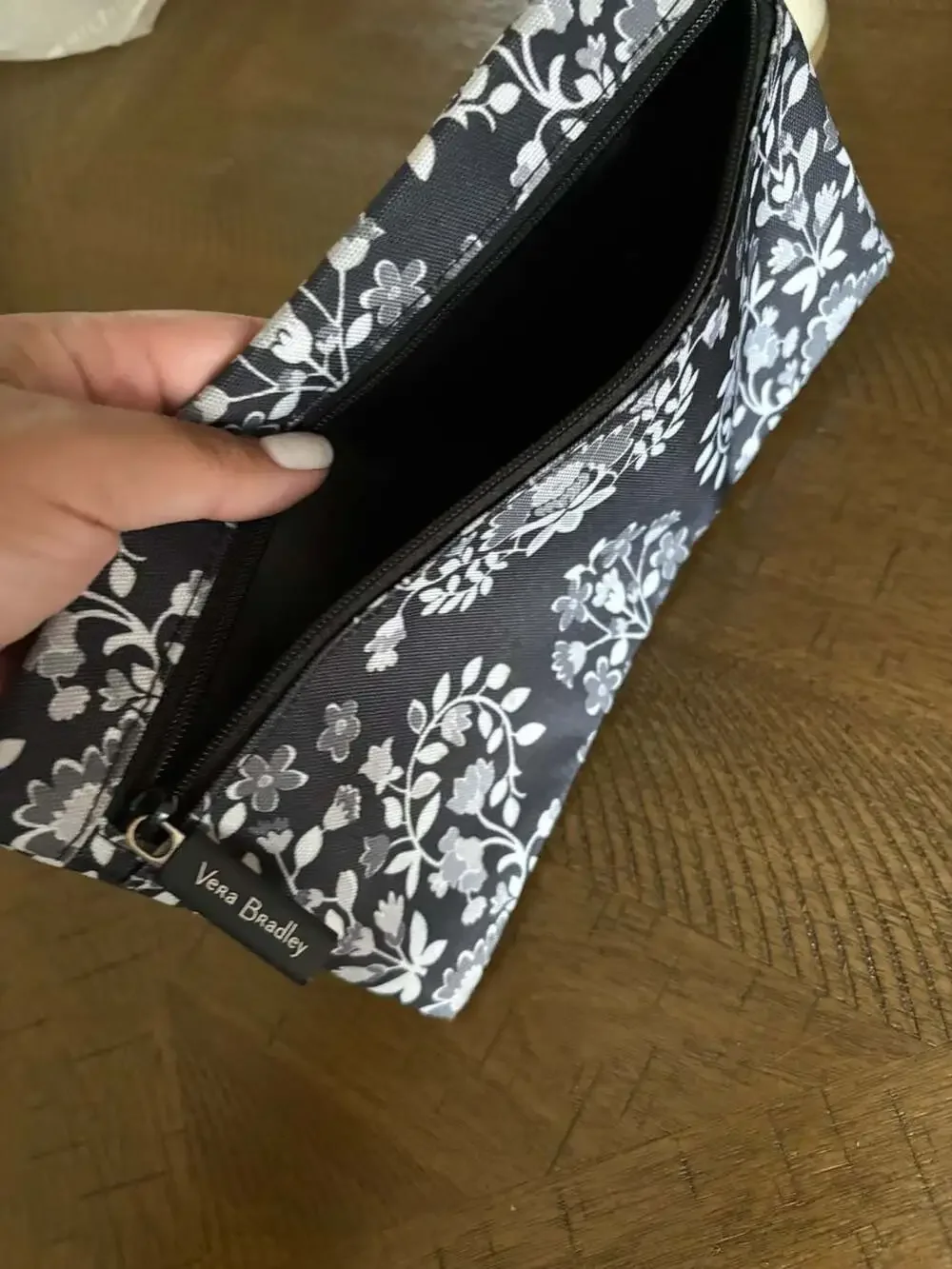 Vera Bradley Black and White Floral Zippered Pouch Case